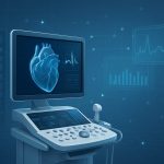 Medical imaging device displaying a human heart in a digital format